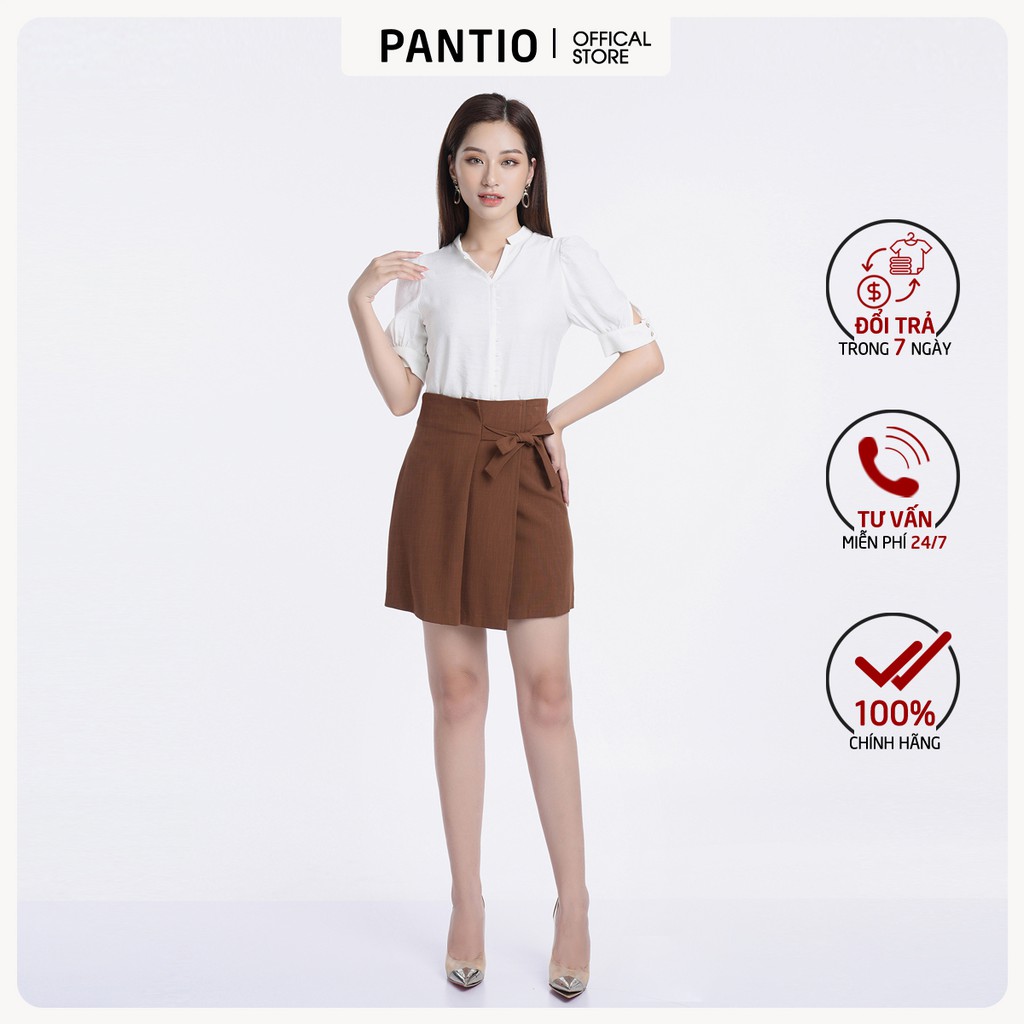 Áo sơ mi chất liệu thô mỏng cổ tàu dáng suông FAS32637 - PANTIO