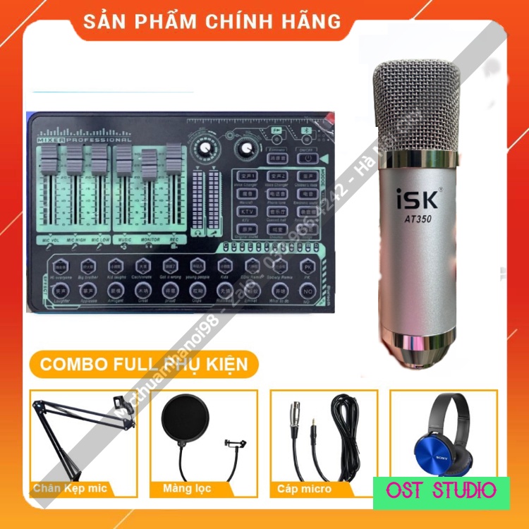 Combo Hát Thu Âm Livestream ISK AT350 Sound Card H9 2021 Autotune Kèm Chân Kẹp Và Màng Lọc . Bảo Hành Lên Đến 12 Tháng