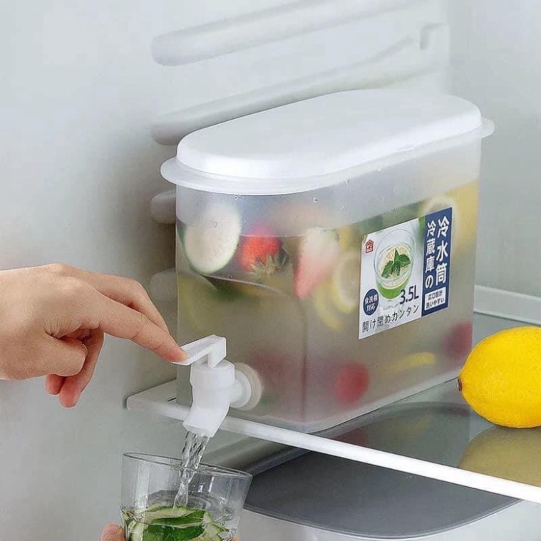 Bình đựng nước/ chanh/ detox có vòi để tủ lạnh dung tích 3.5L, Bình nhựa trong suất chịu nhiệt tốt