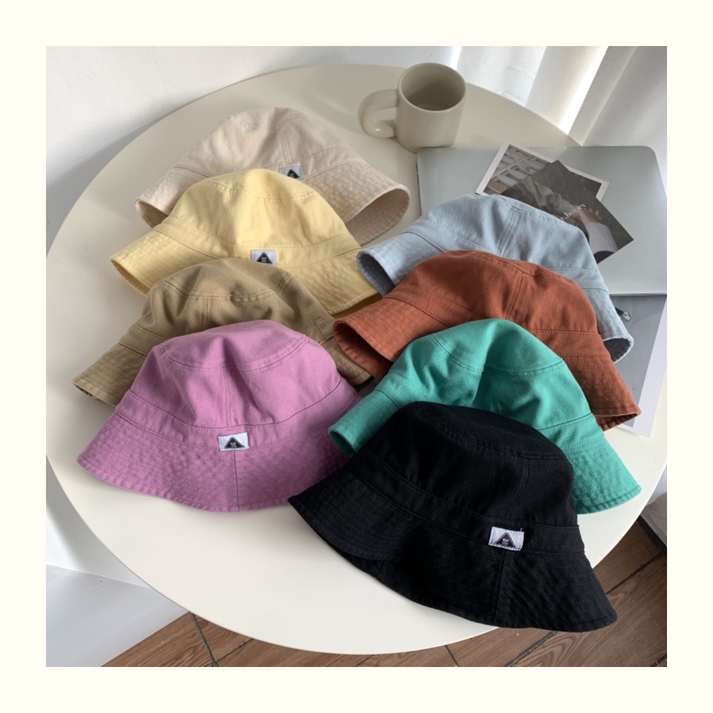 Mũ Bucket Cotton Chất Lượng Cao Màu Sắc Đơn Giản Thời Trang Xuân Hè Phong Cách Hàn Quốc Cho Nữ