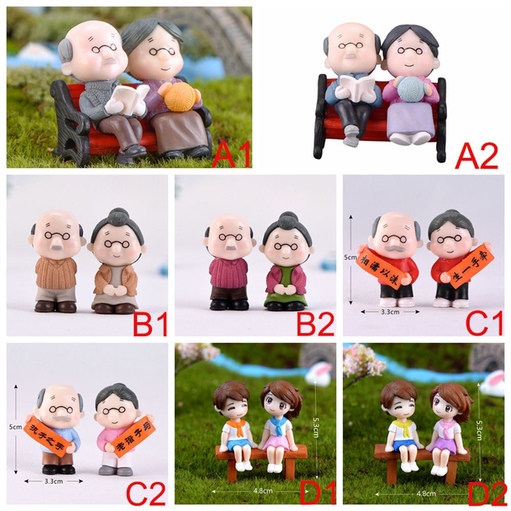 Set 2/3 mô hình búp bê hoạt hình dễ thương trang trí sân vườn