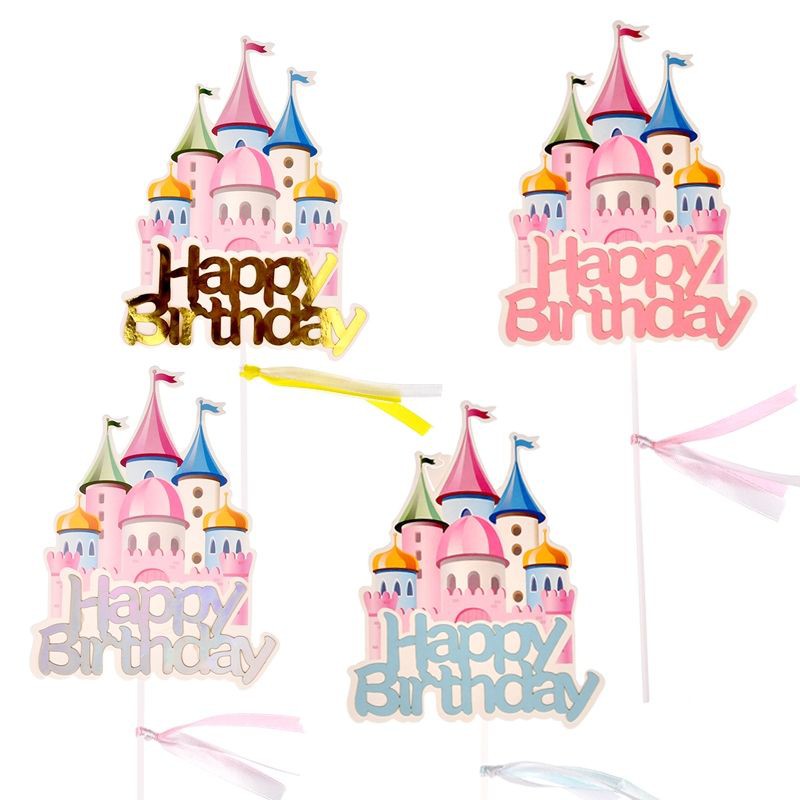 Phụ kiện trang trí bánh sinh nhật cho bé hình lâu đài