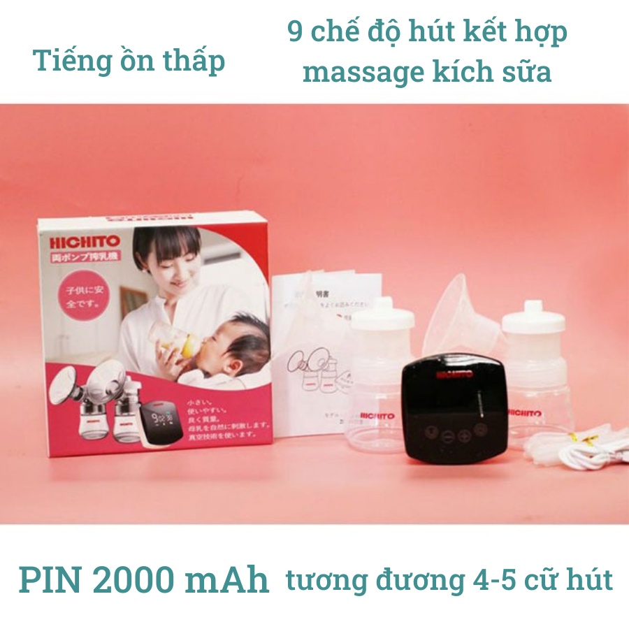 Máy hút sữa Hichito JY-916D, Máy hút sữa đôi thương hiệu Nhật Bản hút khỏe, êm ái, không gây đau