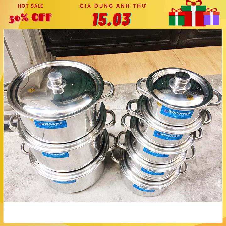 [Siêu Sale] Nồi inox cao cấp đủ cỡ từ 16cm-30cm dày- Dùng bếp từ, bếp ga, hồng ngoại