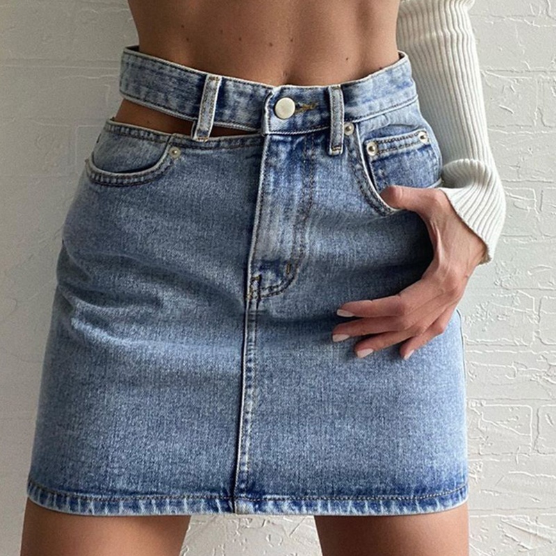 Chân váy jean Lưng Cao Thiết Kế Độc Đáo Quyến Rũ