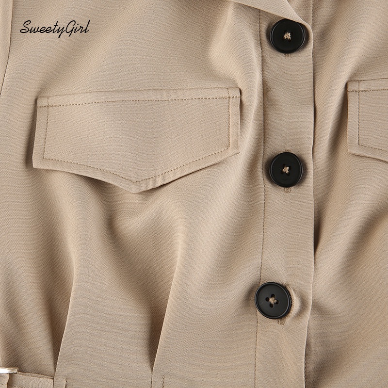 Đầm Tay Ngắn Cổ Bẻ Cài Nút Màu Trơn Eo Cao 2022 Thời Trang Cho Nữ