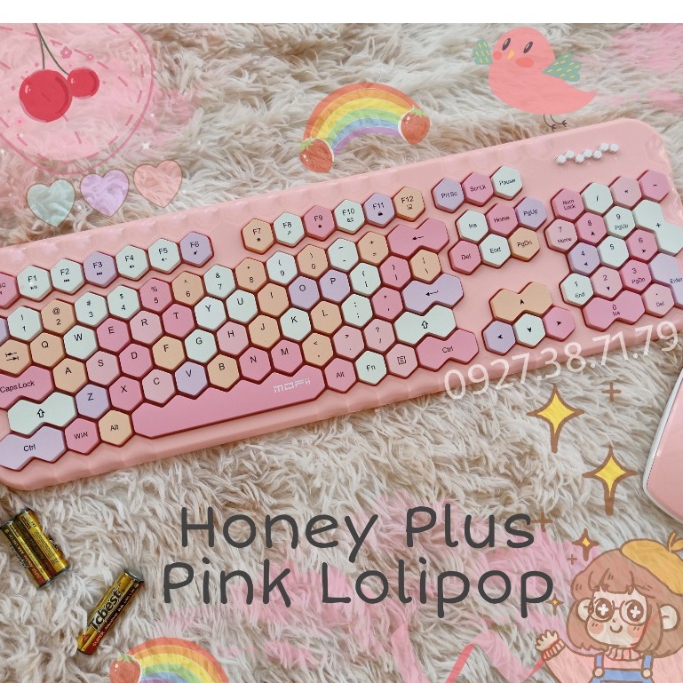 MOFii Honey Plus - Bộ bàn phím giả cơ và chuột không dây - Dùng cho Laptop, máy tính bàn, Tivi, Điện thoại Máy tính bảng
