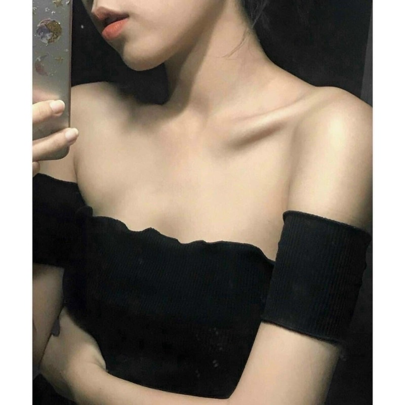 Áo bệt vai tay ngắn Croptop