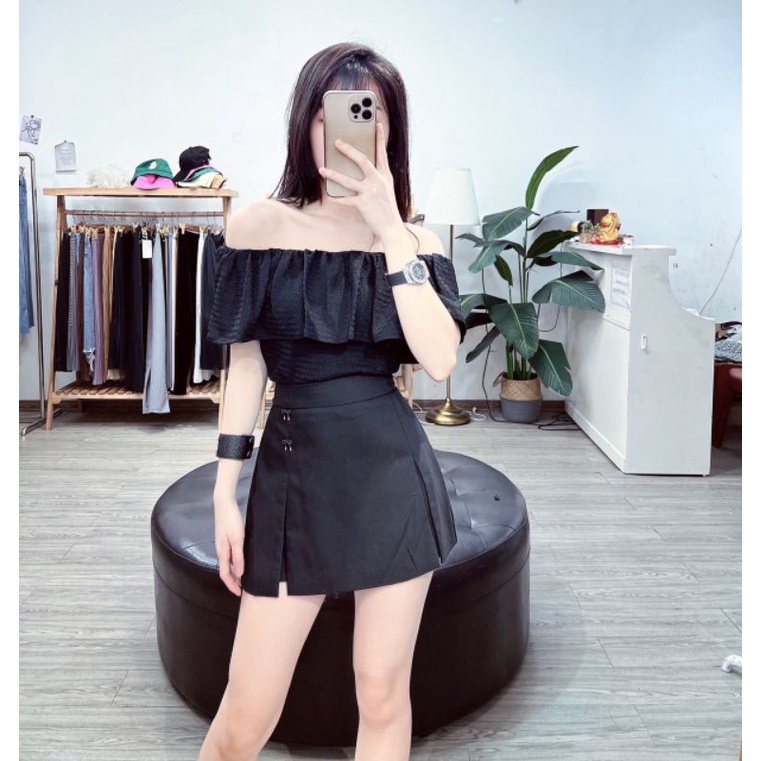 Áo xốp nhăn trễ vai chun