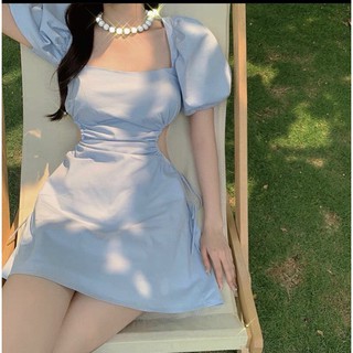 ĐẦM CỔ U TAY PHỒNG KHOÉT EO (KÈM VIDEO HÌNH THẬT)