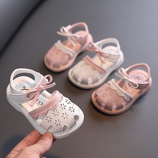 (Loại 1)Dép rọ, sandal tập đi in hoa đính nơ xinh xắn đế mềm cao cấp cho bé gái 0-2 tuổi