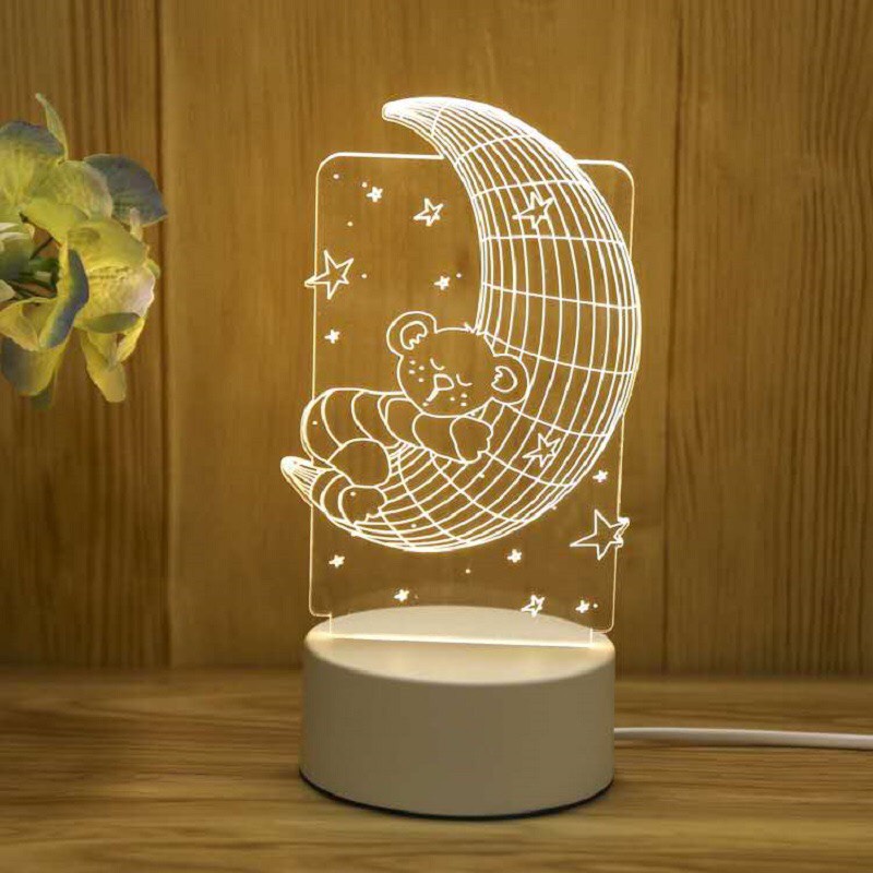 Đèn ngủ LED 3D 3 chế độ ánh sáng trang trí, quà tặng độc đáo