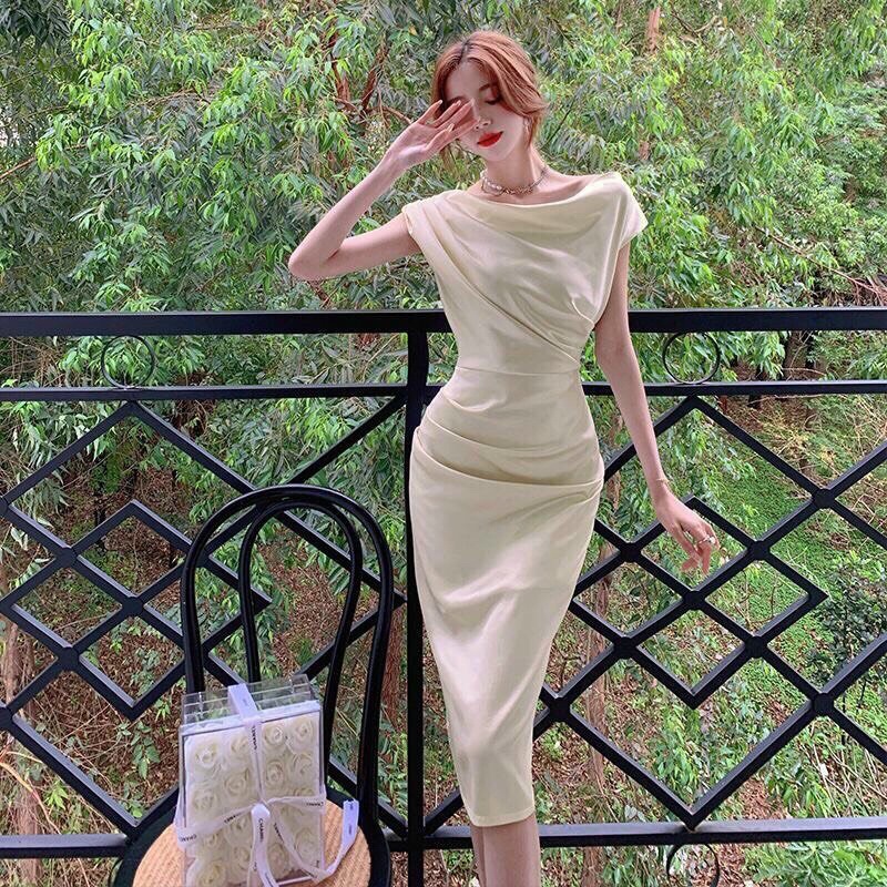 Đầm trắng dự tiệc body cổ đỗ full.MLXL
