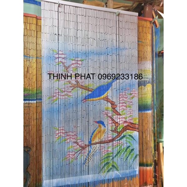 Màn Rèm ống trúc Chim Đào. Rèm ống trúc trang trí, decor quán. Rèm trúc phong thuỷ.
