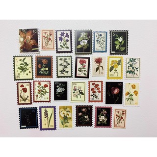 Hộp 40-45 Hình Dán Tem Vintage - Sticker Tem hình Hoa Retro