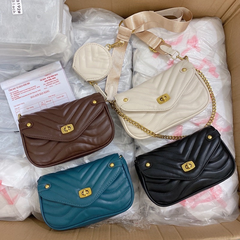 Set túi ví trần ô 2 dây hàng Quảng Châu đủ màu