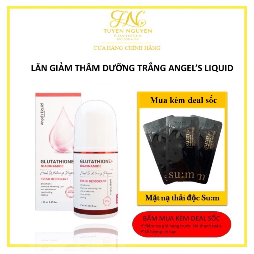 [PHIÊN BẢN NÂNG CẤP] Lăn nách mờ thâm, dưỡng trắng da Angel's Liquid Glutathione plus Niacinamide Fresh Deodorant 60ml