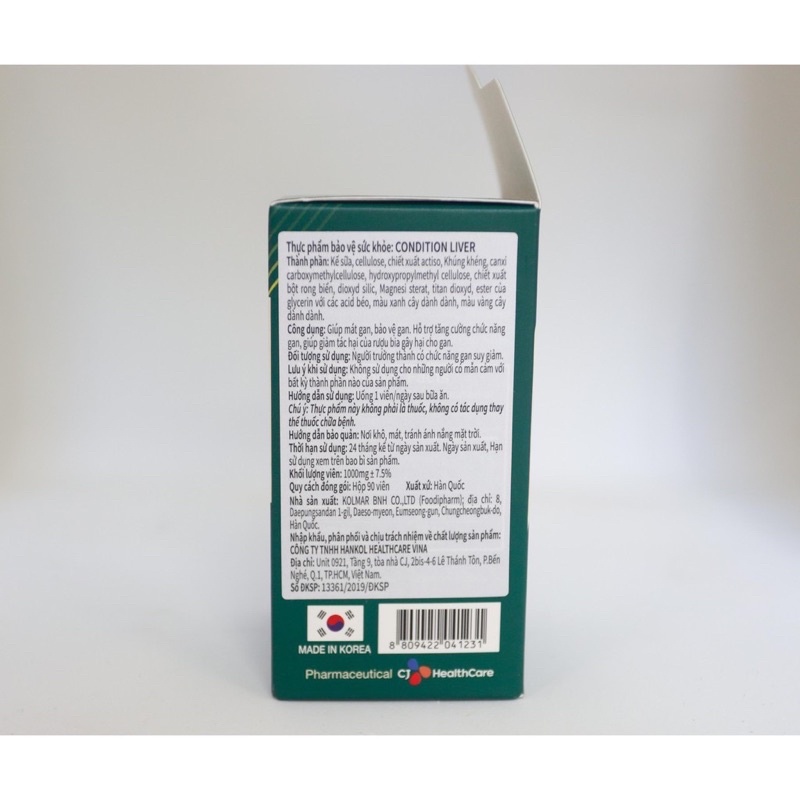 Viên Uống Giải Độc,Mát Gan Condition Liver Tăng Cường Chức Năng Gan 90 Viên