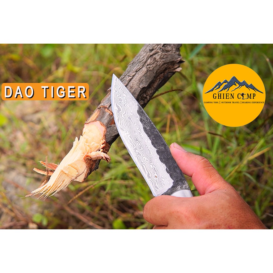 Dao Sinh Tồn Tiger SoLo SVK-D2002 đúc nguyên khối phủ vân Damacus