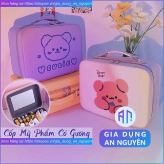 Cốp đựng mỹ phẩm hộp để đựng đồ trang điểm mỹ phẩm makeup cá nhân mini đi du lịch có gương -GDAN