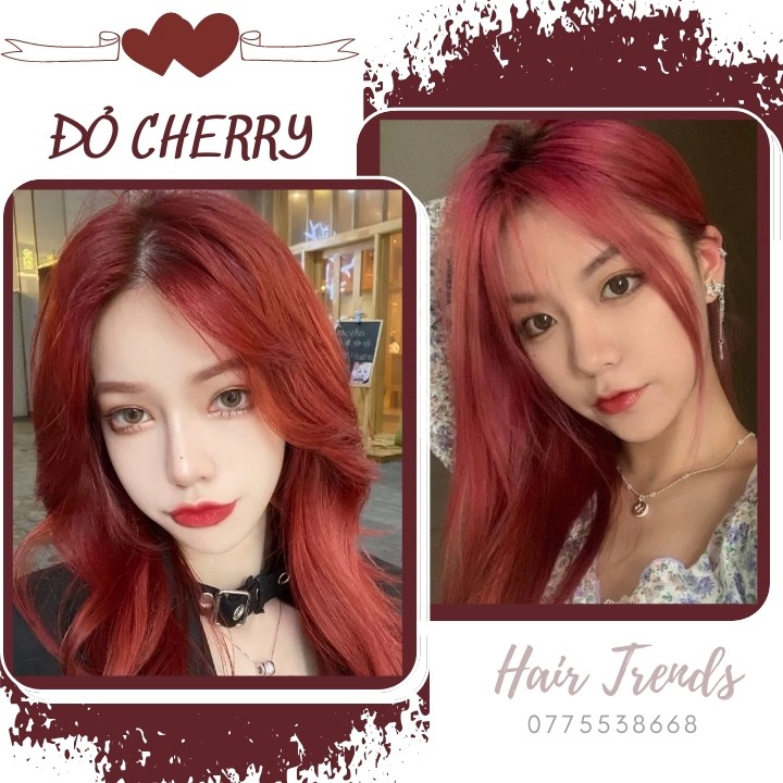 Thuốc nhuộm tóc màu ĐỎ CHERRY  tặng kèm trợ dưỡng oxy 100ml màu nhuộm Chiko,hairtrends shop (C7.66)