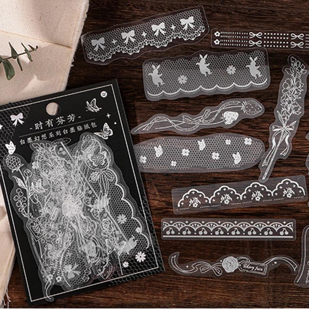 AUGUSTINA Miếng Dán Trang Trí Sổ Lưu Niệm DIY Hình Hoa Mặt Trăng Thắt Nơ Phong Cách Vintage