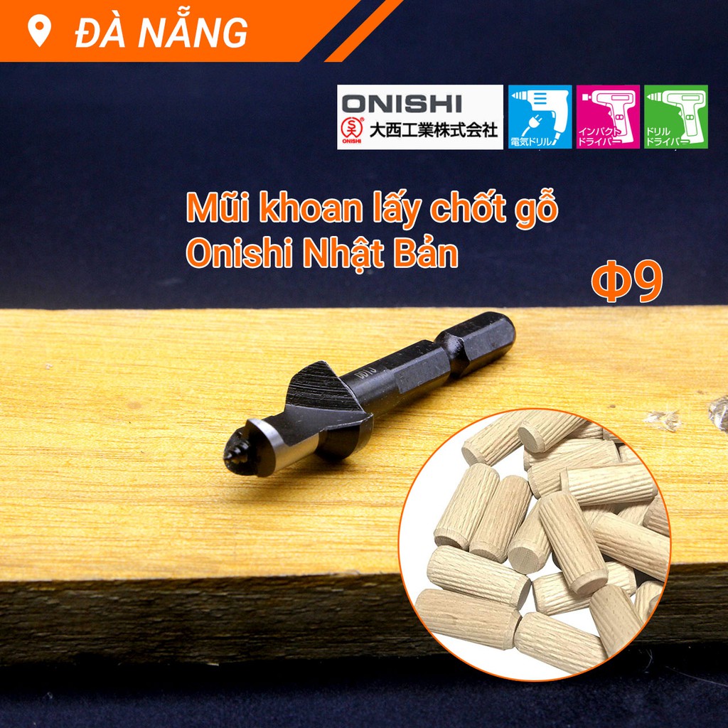 Mũi khoan lấy chốt gỗ dài 56mm chuôi lục Onishi Nhật Bản