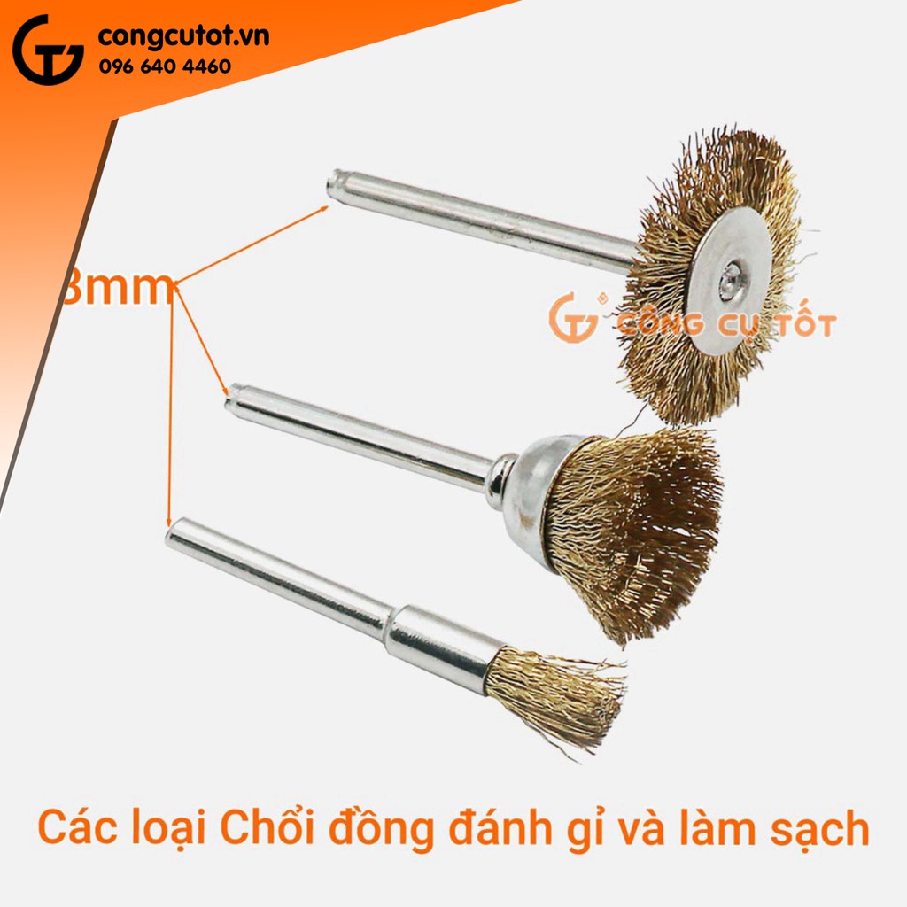 Chổi đồng đánh gỉ và làm sạch trục cốt 3mm