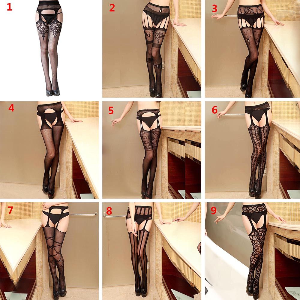 Quần tất lưới co giãn thêu họa tiết kẻ sọc size lớn quyến rũ cho nữ