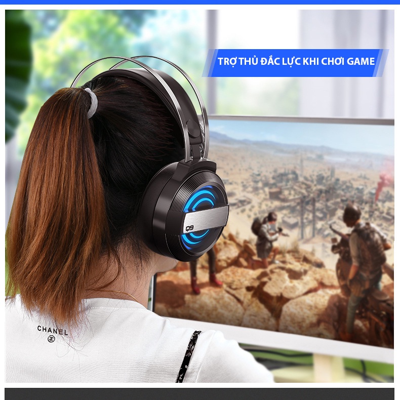 Tai nghe gaming Coputa tai nghe chụp tai có dây máy tính chơi game MC Q9
