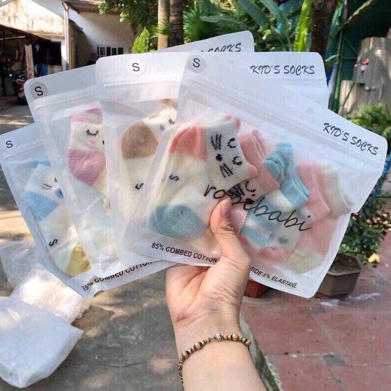 Set 5 đôi tất lưới cổ thấp Kid Sock điều hòa cho bé từ 0-3 tuổi