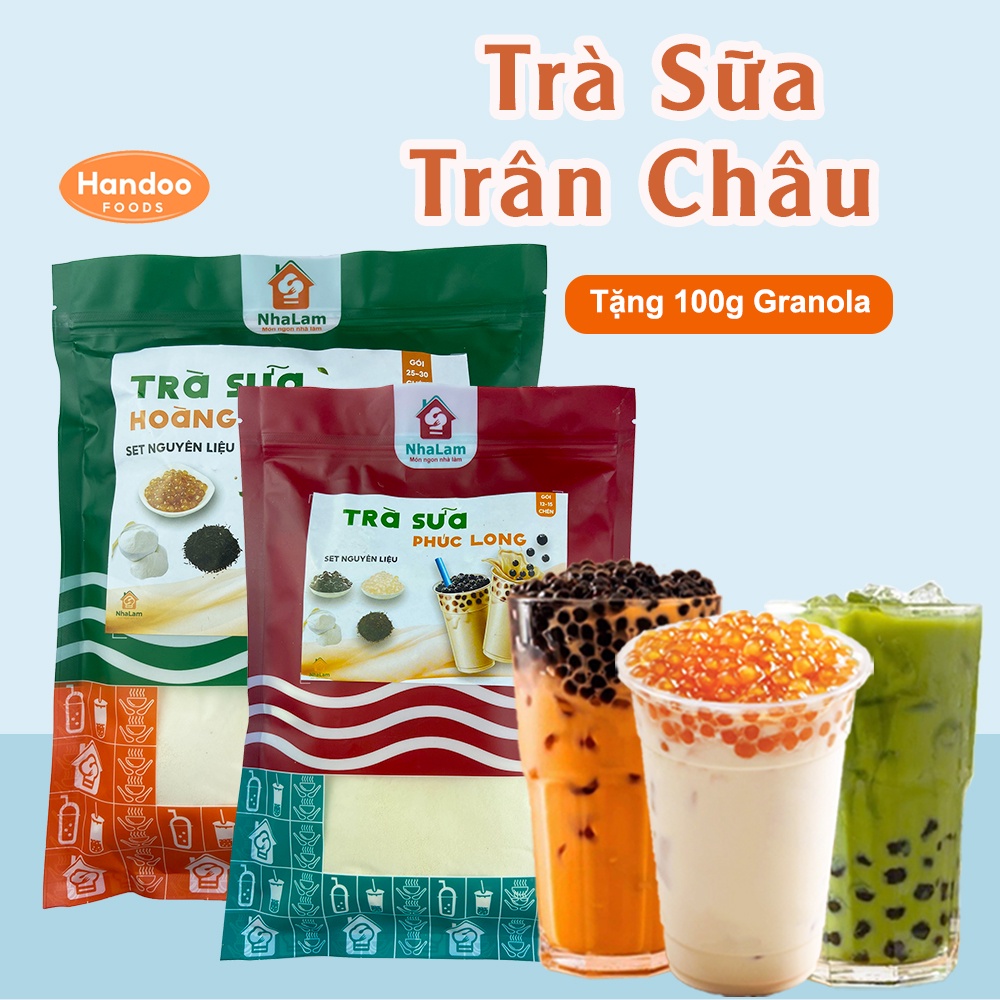 Trà Sữa Trân Châu Set Nguyên Liệu 25-30 Ly Phúc Long, Trà Thái Xanh Đỏ Handoo Foods