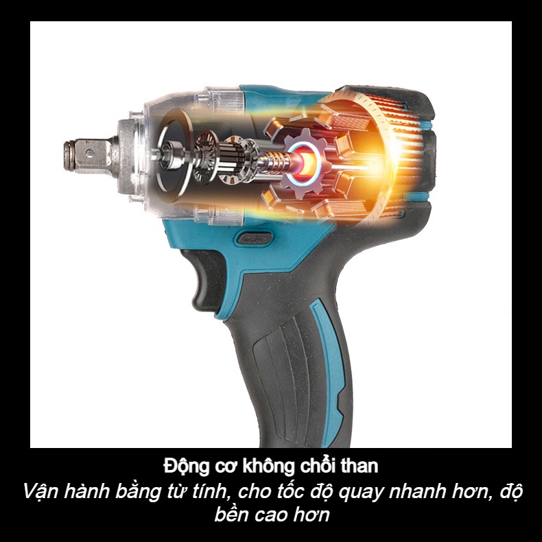 Máy siết bulong bắn vít 2 trong 1, động cơ không chổi than cực mạnh dùng pin Makita giá rẻ khoan pin 123