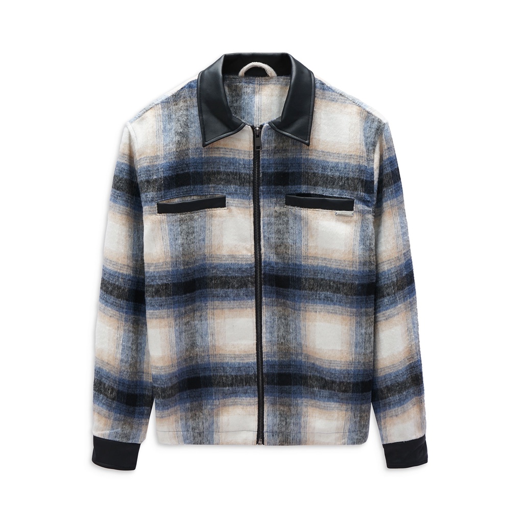 Áo Khoác Nam Leather Mix Check , Chất Vải Dạ Thoải Mái , AK003728 ,SOMEHOW