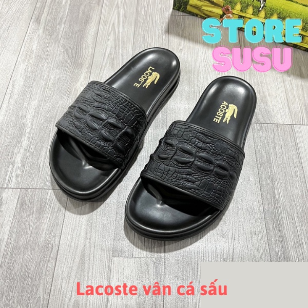 dép lê nam quai ngang lacoste chính hàng cao cấp full box bill - Susu shop