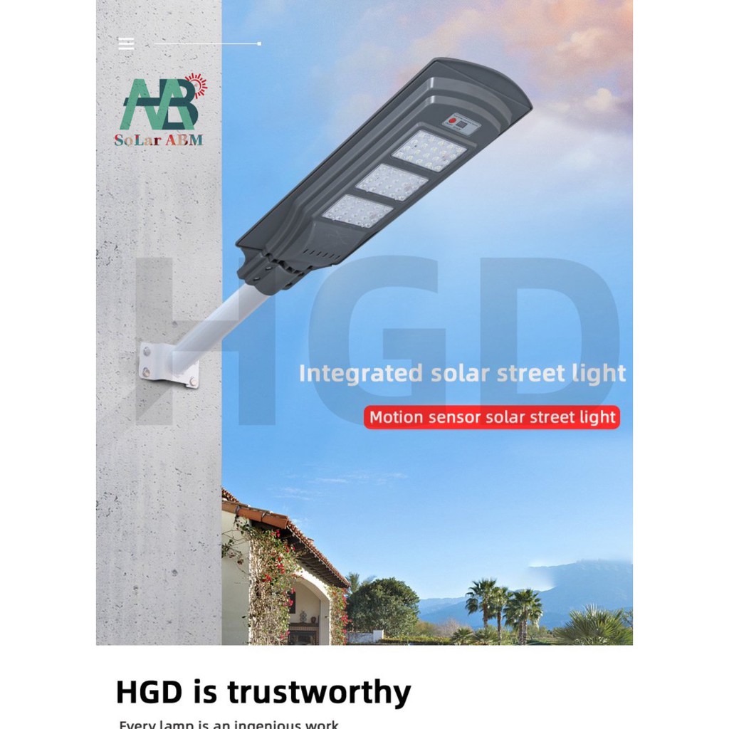 50W Đèn Đường Tấm Pin Liền Thể Năng Lượng Mặt Trời , Cảm Biến Chuyển Động , IP67 Chống Nước ABM Solar