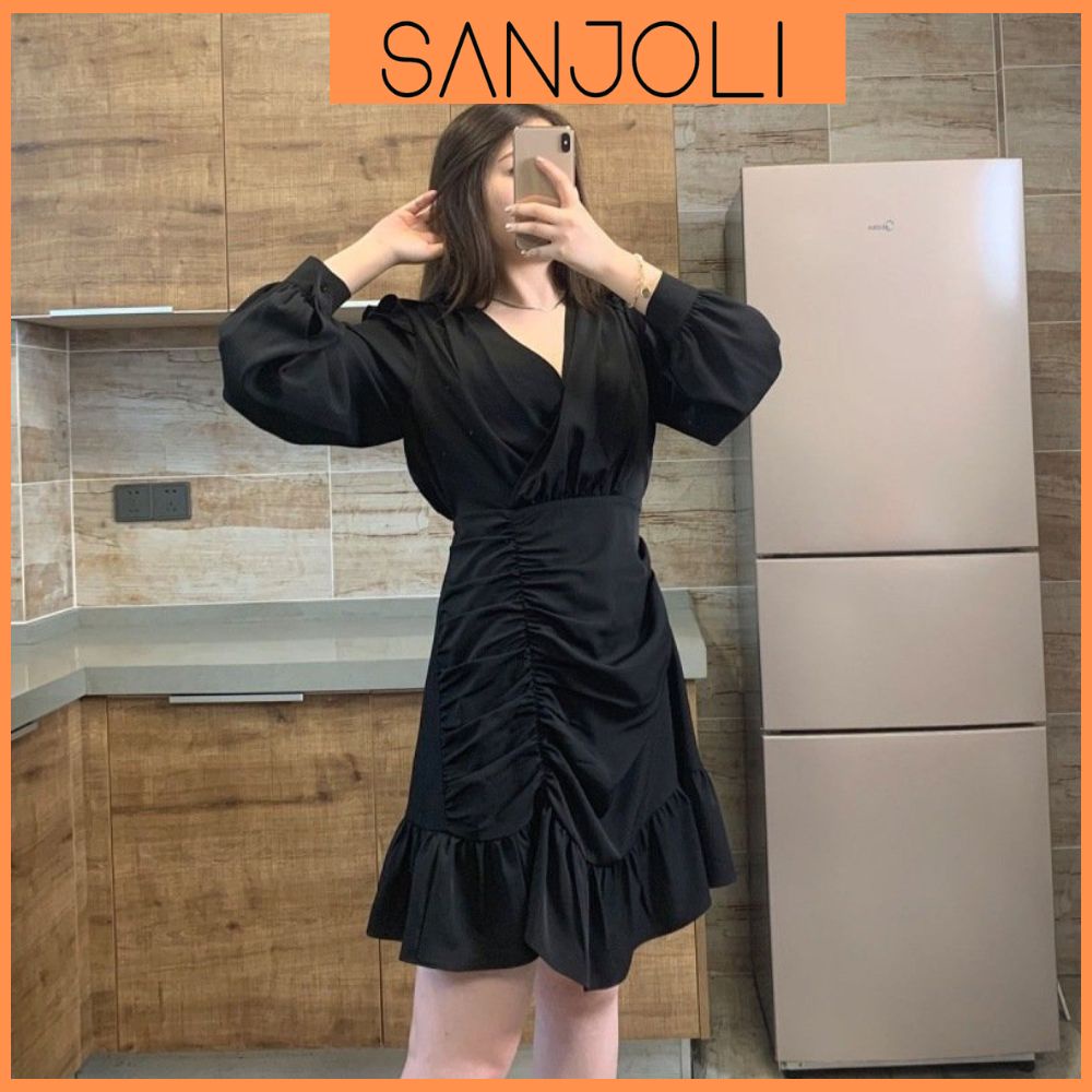 Váy Công Chúa SANJOLI Đầm Công Sở Nữ Dự Tiệc Body Dáng Chữ A Xòe Sang Chảnh Bigsize Thiết Kế Vải Thun Lụa VDE16