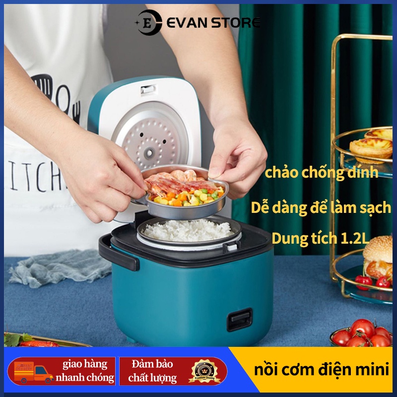 Nồi cơm điện Mini Gia dụng Thiết bị nhà bếp Nhỏ cho 1-2 người nấuđơn Dung tích 1.2L,lòng chảo chống dính dễ dàng vệ sinh