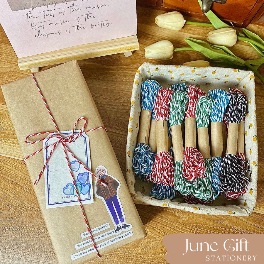 Dây cotton màu sắc trang trí, gói quà handmade xinh xắn (10m)