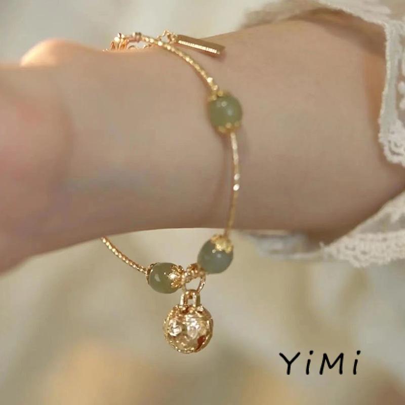 🍓Vòng Tay Chuông Đá Ngọc Bích Nhân Tạo Hetian Làm Quà Tặng Cho Bạn Gái