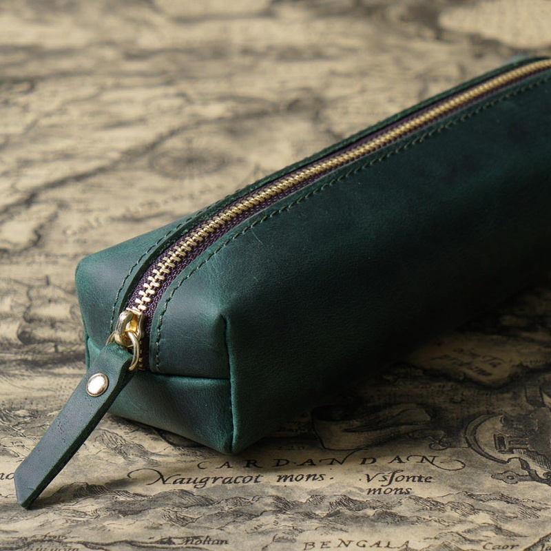 Túi Đựng Bút Bằng Da Có Khóa Kéo Tiện Dụng Mang Theo Du Lịch Cho Nữ