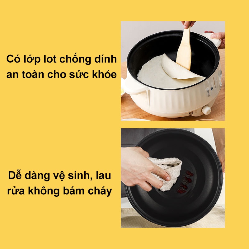 Nồi Lẩu Mini Cắm Điện Đa Năng Lớp Chống Dính Teflon Cao Cấp Tặng Kèm 7 Món Siêu Tiện Lợi