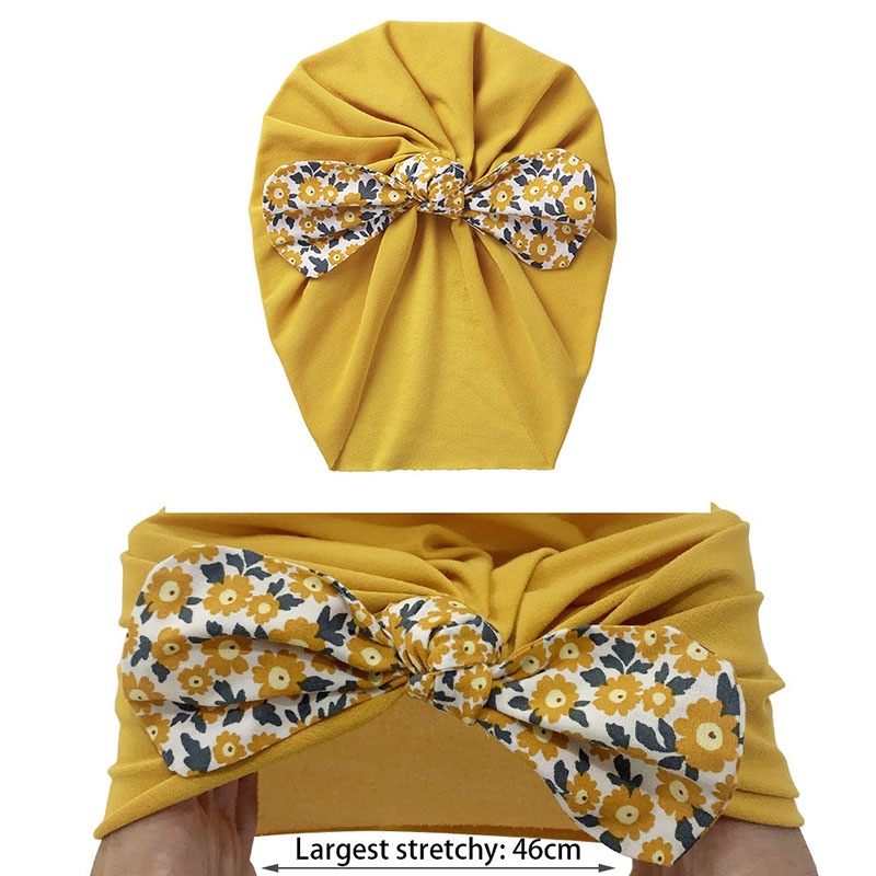Mũ trùm đầu vải cotton mềm phối nơ in hoa cho bé trai và bé gái