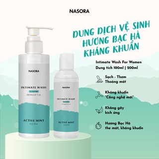 Dung dịch vệ sinh phụ nữ NASORA hương Bạc Hà The Mát Kháng Khuẩn chai 100ml và 200ml