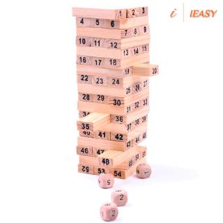 [Mã TOYDEC hoàn 20K xu đơn 50K] Bộ 54 khối trò chơi xếp gỗ và 4 viên xí ngầu vui nhộn cho bé