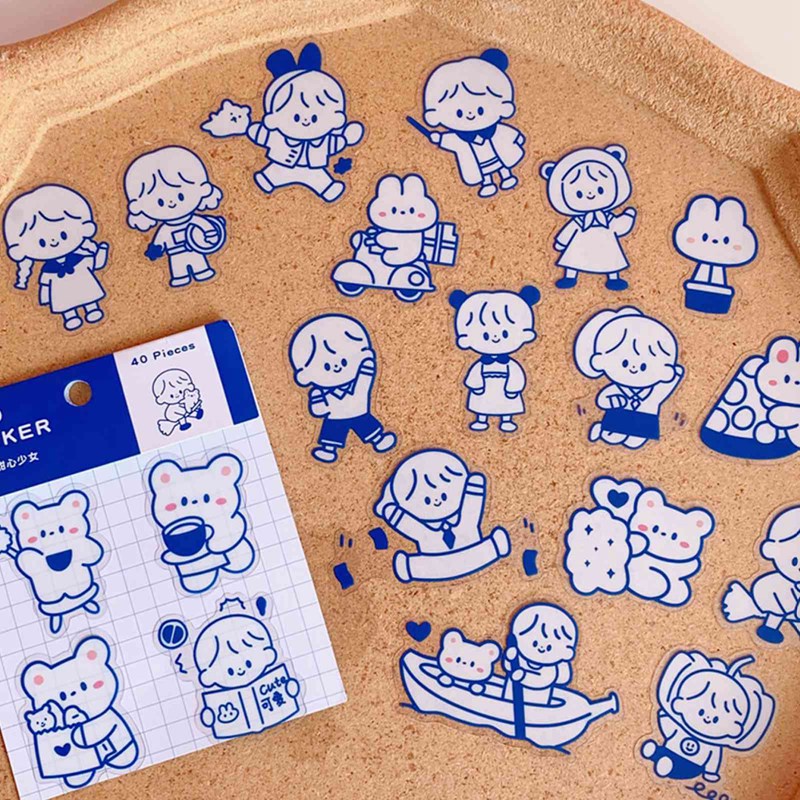 Miếng dán trang trí hình gấu hoạt hình dễ thương DIY