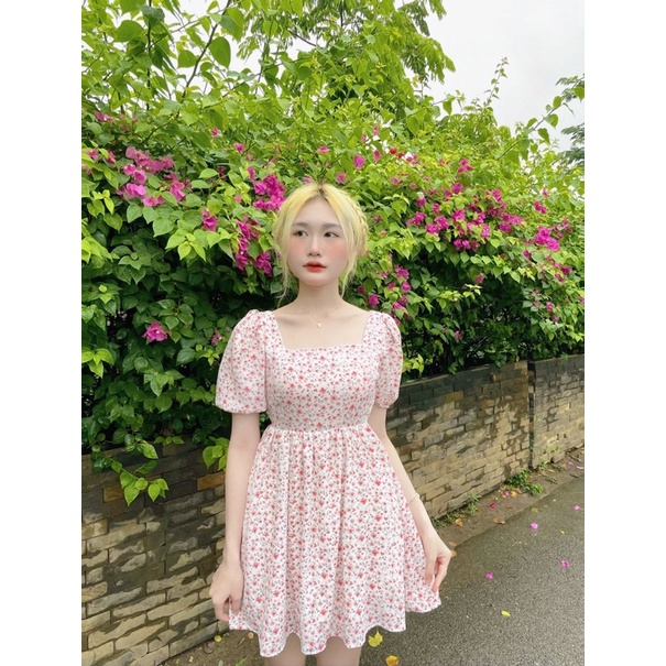 [CLAY] ROSÉ DRESS - Váy babydoll cổ vuông tay bồng | WebRaoVat - webraovat.net.vn