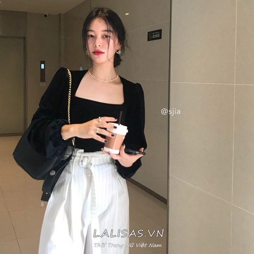 Áo Sơ Mi Tay Dài Cổ Vuông Dáng Ôm Quyến Rũ Trẻ Trung Phong Cách Hàn Quốc Cho Nữ