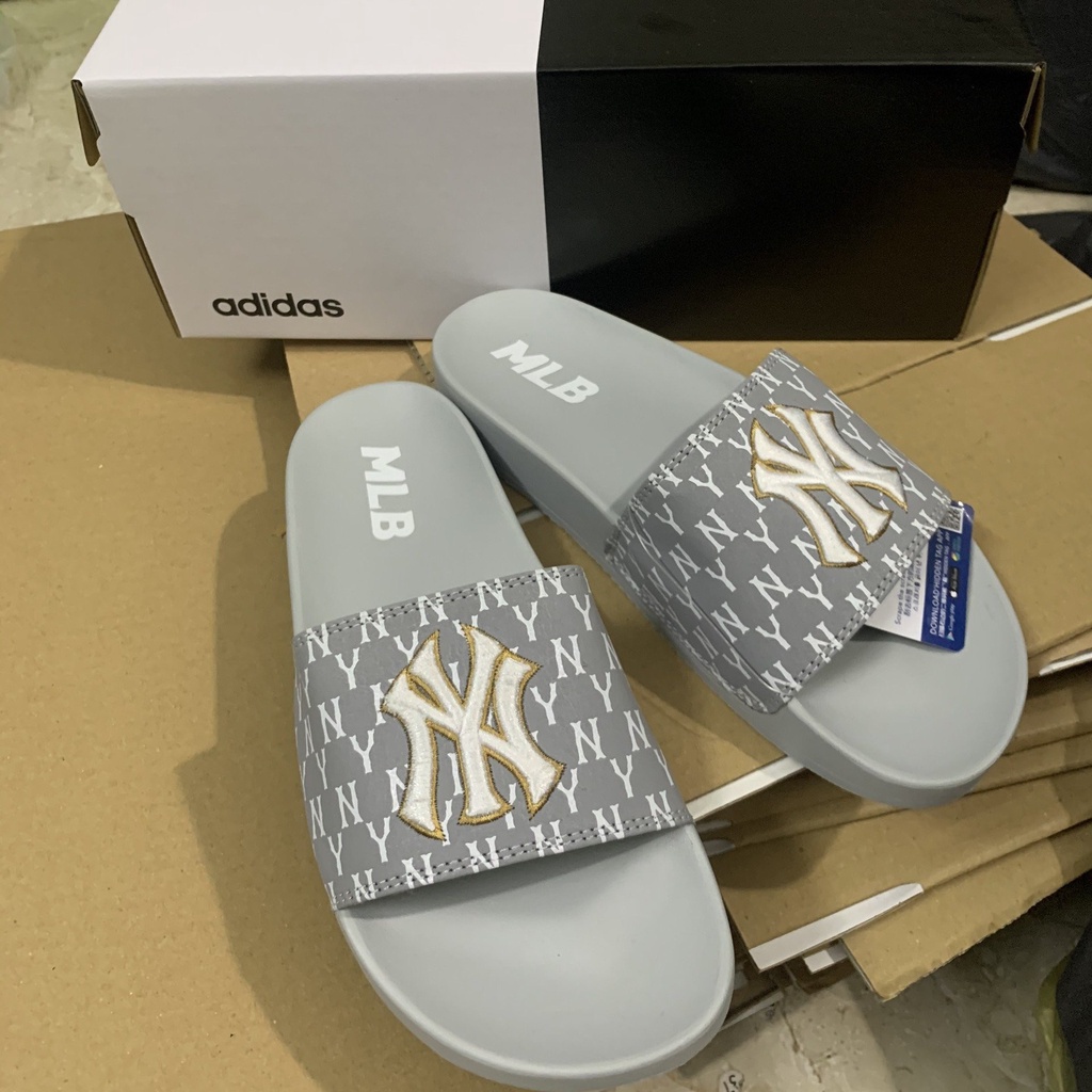 Dép 𝗠𝗟𝗕 𝗡𝗬 Thêu Chữ Cao Cấp - Dép Quai Ngang Nam Nữ Thời Trang Hottrend 2022