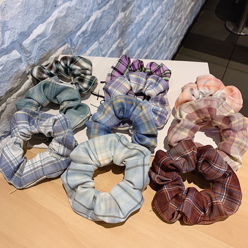 Dây Buộc Tóc Kẻ Sọc Caro Xinh Xắn Phong Cách Hàn Quốc Cho Nữ